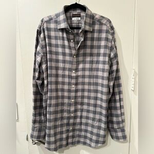 Thomas Dean Gray Plaid Button Down Shirt